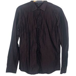 MARK ANTHONY Shirt, Button Down, purple/maroon, check pattern size S